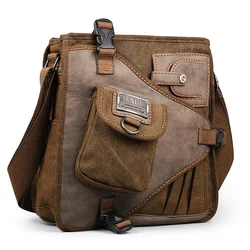 Shou Ruil-Bolsos de hombro de lona Retro para hombre, bolso de mano multifunción, paquete de mensajero de herramientas de ocio, bolso Vintage, estilo europeo y americano