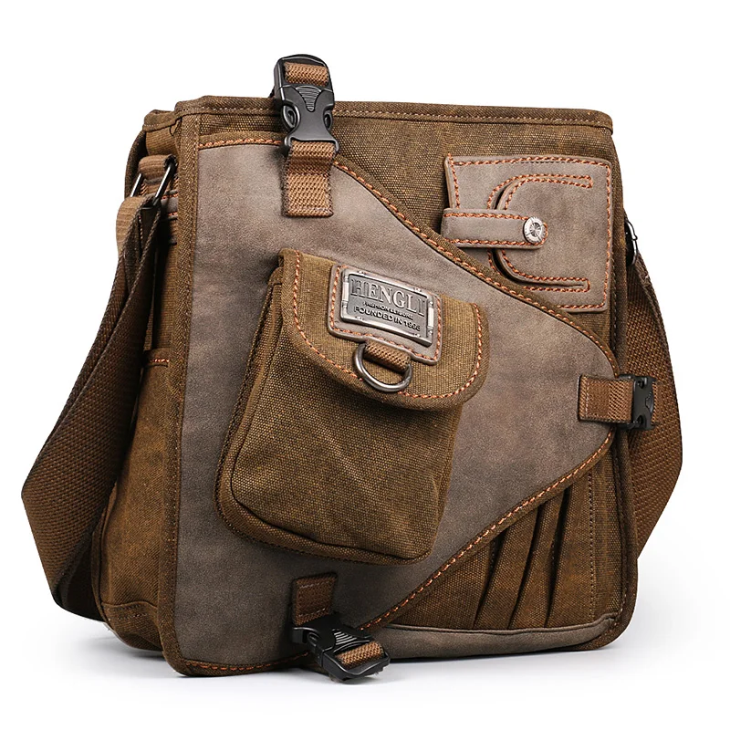 shou Ruil Retro Canvas Shoulder Bags Multifunction Man Leisure Tooling Messenger Package Vintage Handbag European American Style