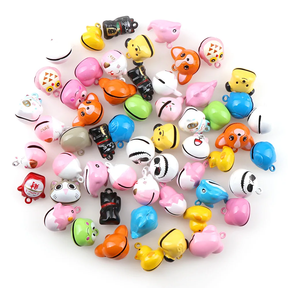 20pcs  Random Mixed Cute Cartoon Jingle Bell Pendants Hanging DIY For Christmas Tree Decoration