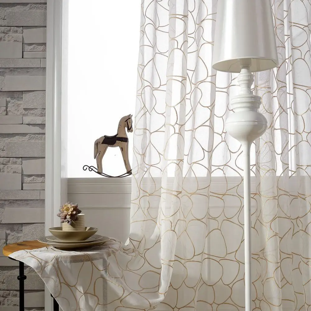 Cobblestone Embroidery Sheer Tulle Curtains For Bedroom Modern Korean Style Rideau Voilage Cortinas Para Sala De Luxo Gordijnen