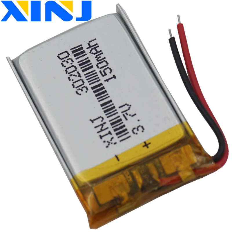 2 stuks 3,7 V 150 mAh 0,555 Wh Li-lithiumbatterij 302030   JST 2pin 1.0/1.25/1.5/2.0/2.54mm Plug Voor Sat Nav Smart Horloge hoofdtelefoon MP3