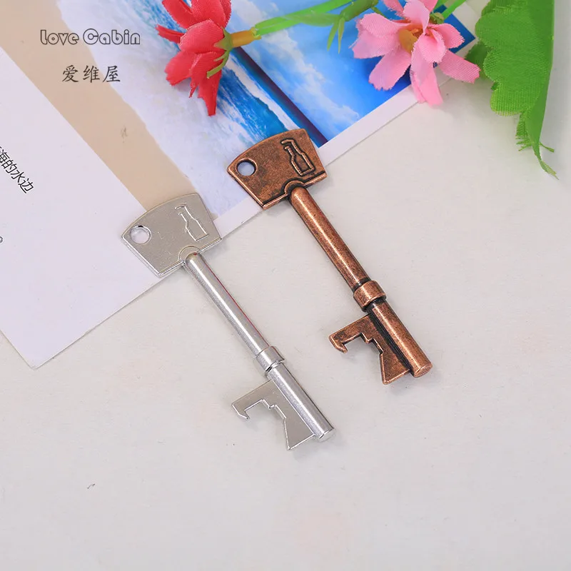 

Key Shape Beer Bottle Opener Vintage Retro Keychain Opener Key Ring Metal Bronze/Silver Portable Gifts 50pcs