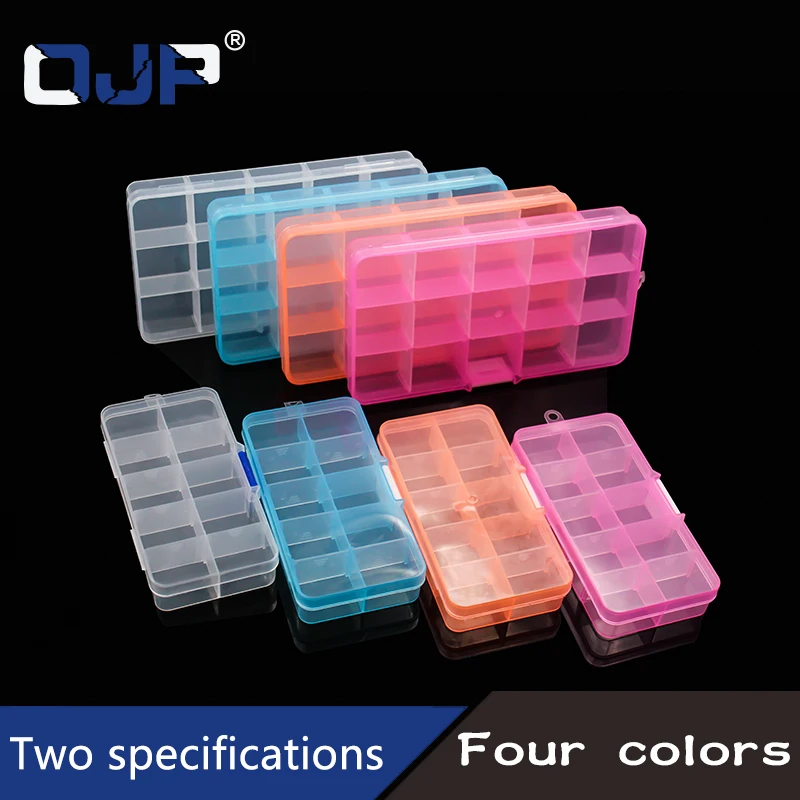 10/15Grids Plastic Box Adjustable Jewelry Box Beads Pills Nail Art Storage Box Organizer for office housekeeping organization