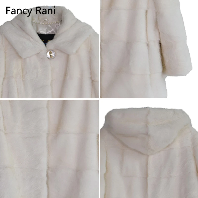 Genuine Mink Fur Coats Hooded Thick Warm Mink Coat For Winter Women High-End Quality Real Fur Long  Sleeve And Hem Removable