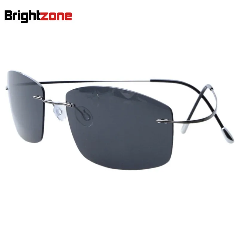 Ultra-light Non-screw Non-hinge Rimless Titanium Frame Gray Green Brown Polarized Sunglasses Driving Fishing Travel Sun Shade