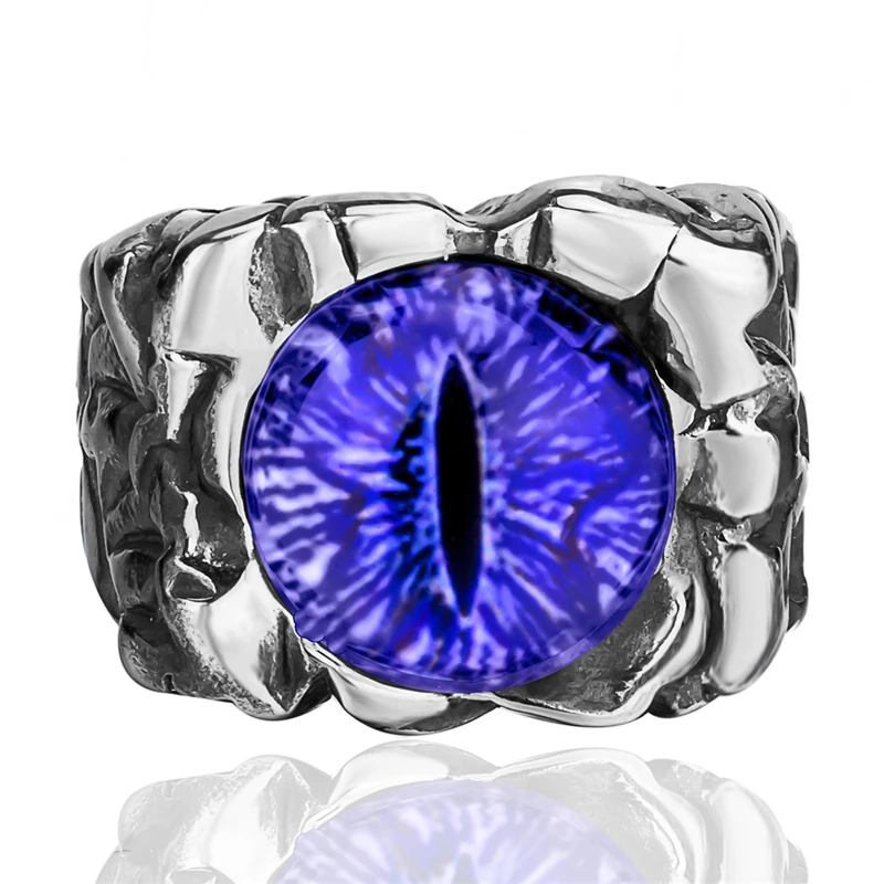 Men\'s Women\'s The devil\'s eye Retro Stainless Steel Biker Ring Jewelry Gift Halloween Party Props Size 8-13