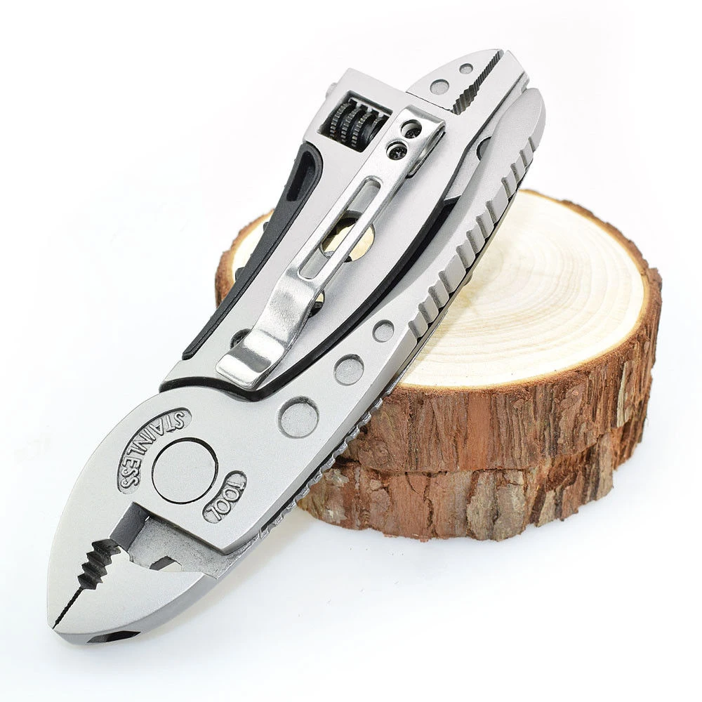 Outdoor Camping Portable Multi-Purpose Folding Multitool silver Pliers Pocket mini Knife Screwdriver Set Bottle Opener Adjustabl