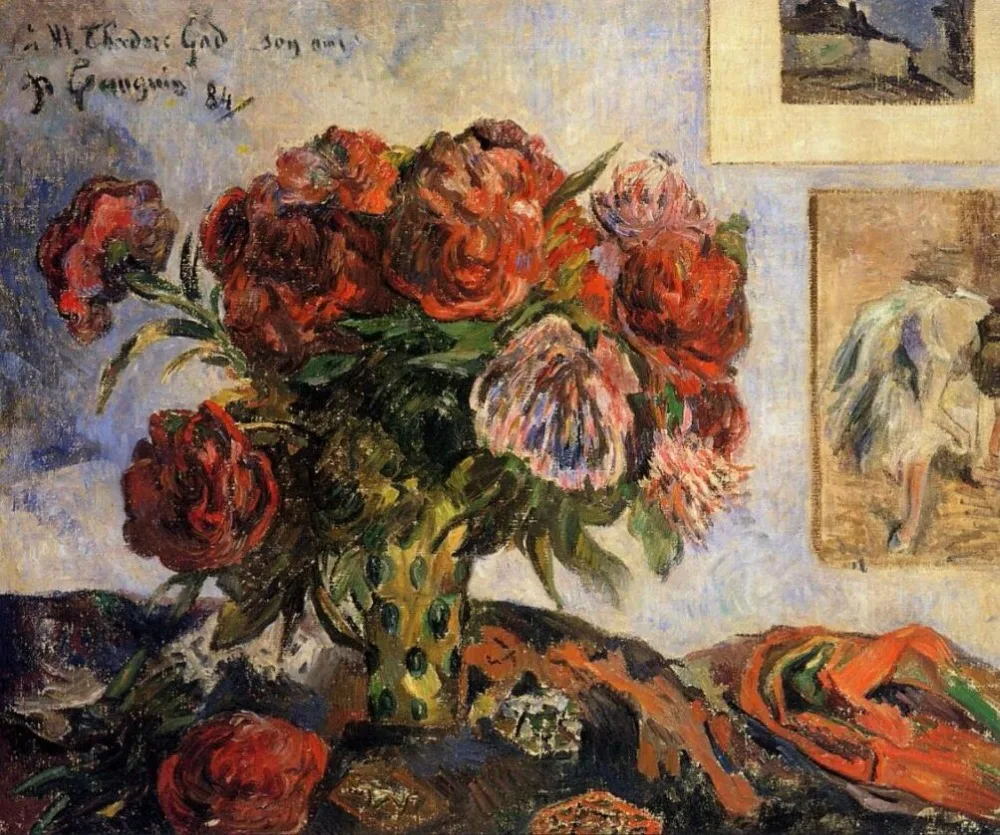 

High quality Oil painting Canvas Reproductions The vase of peonies (1884) by Paul Gauguin hand painted