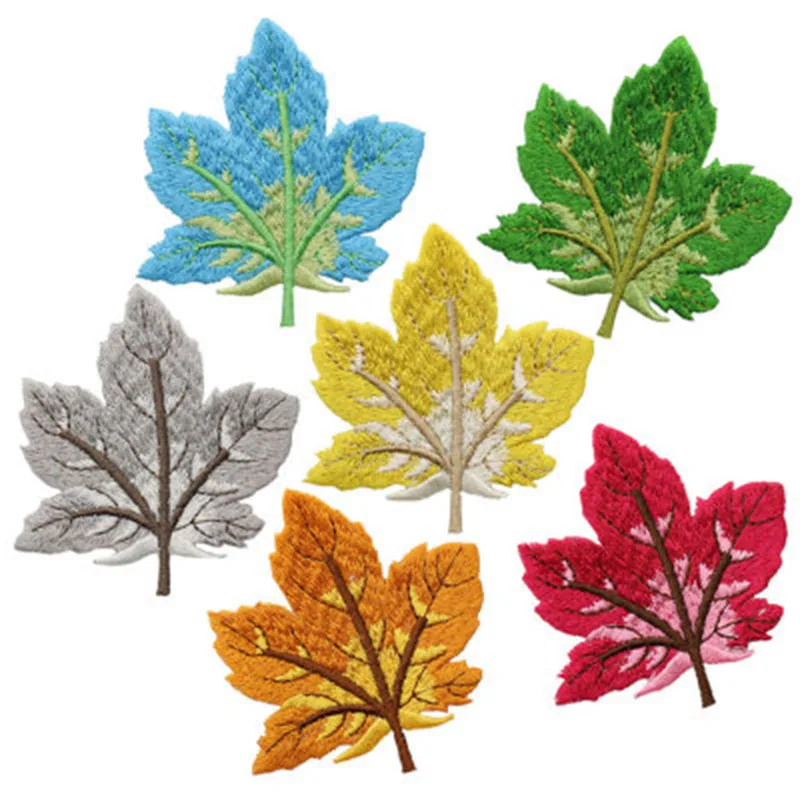 12 Kinds Maple Leaf Embroidery Iron On Patch For Clothing Sewing Badge Leaves Applique Dresses Shoes Bag Decoration DIY Apparel