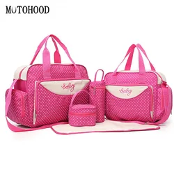 40*30.5*16cm 5PCS Big Baby Diaper Bags Sets For Mom Dot Nappy Net Stroller Bag Organizer Designer Multifunctional Women Tote Bag