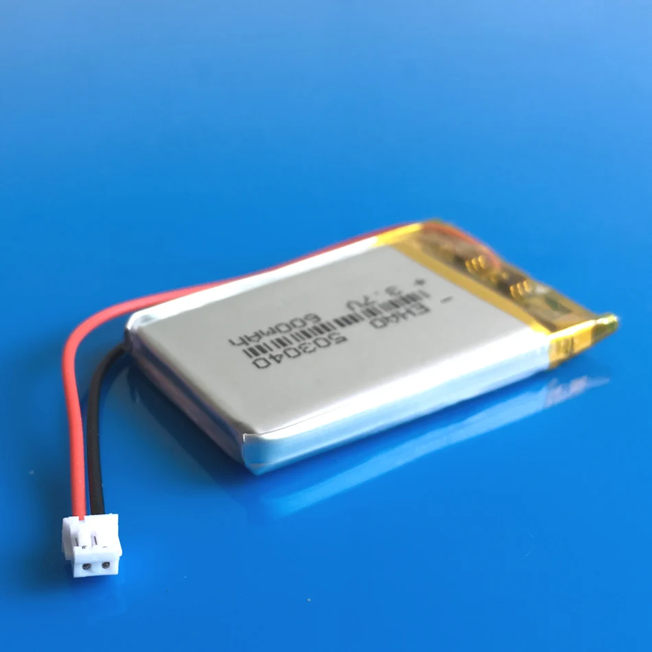 Akumulator litowo-polimerowy 3,7 V 600 mAh 503040 + Wtyczka JST ZH 1,5 mm 2Pin do kamery rejestratora MP3 GPS DVD Bluetooth