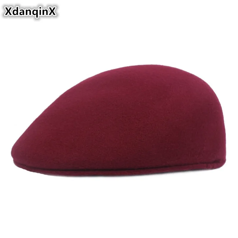 

XdanqinX Autumn Winter Fashion Elegant Warm Berets For Women Simple Solid Color Duckbill Beret Women's Flat Cap Golf Ivy Cap NEW