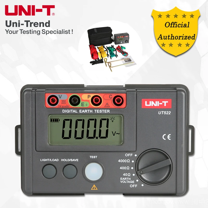 UNI-T UT520 Series Digital Earth Testers UT521 UT522; 2-wire/3-wire measurement/2000Ω/4000Ω