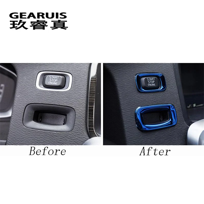 Car styling ENGINE START STOP switch button Keyhole Decorative Stickers Covers For Volvo V60 S60 Interior auto Accessories