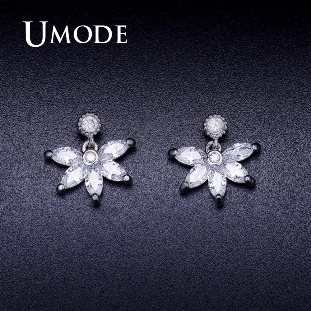 UMODE Small Flower Stud Earrings Crystal for Women Fashion Wedding Clear CZ Jewelry Accessories pendientes mujer moda UE0375