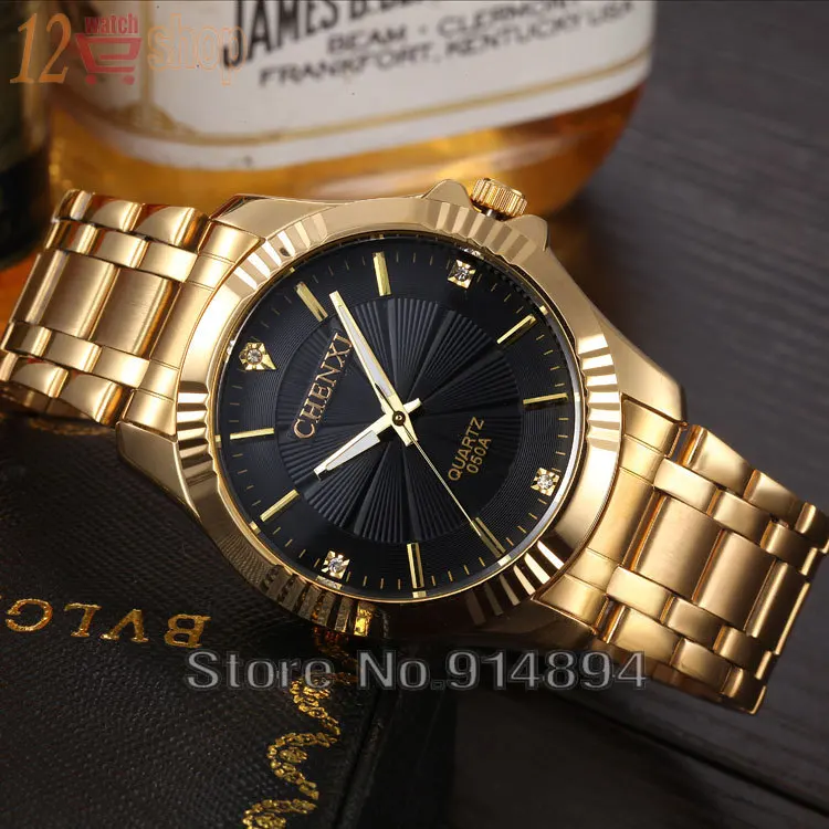 Top Quality Clock Fashion Men Luxury CHENXI Brand Gold Stainless Steel Quartz-Watch Wrist Watches Wholesale Golden Watch men