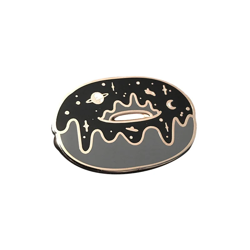 

Dark matter doughnut enamel pin space galaxy brooch funny dessert badge mysterious universe jewelry