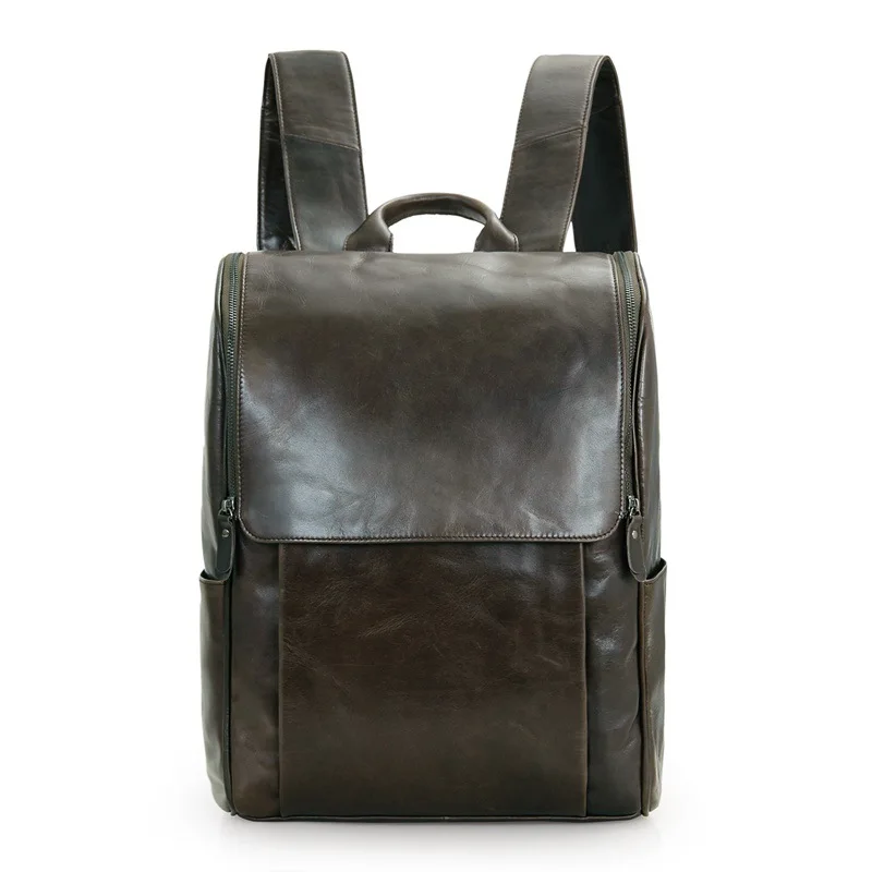 Nesitu Vintage Coffee / Gray Real Skin Genuine Leather Women / Men Backpacks Cowhide Man Travel Bags #M7344