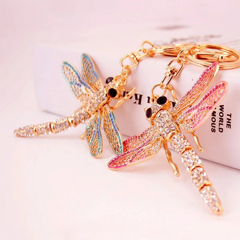 2025 Lovely Crystal Dragonfly Keychain For women Purse Handbag Car Key Keyring Keychains Wedding Birthday Gift Party Jewelry