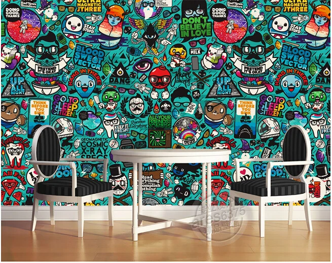 Custom kids wallpaper, graffiti murals for children's bedroom garden wall waterproof fabric parede  de Papel