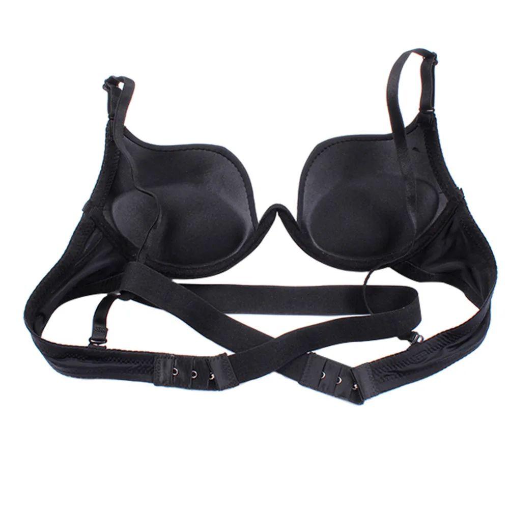 Deep U Low Cut Super Push Up Backless Bra For Women Fashion Sexy Cross Back Bra Solid One Piece Bra Beauty Back