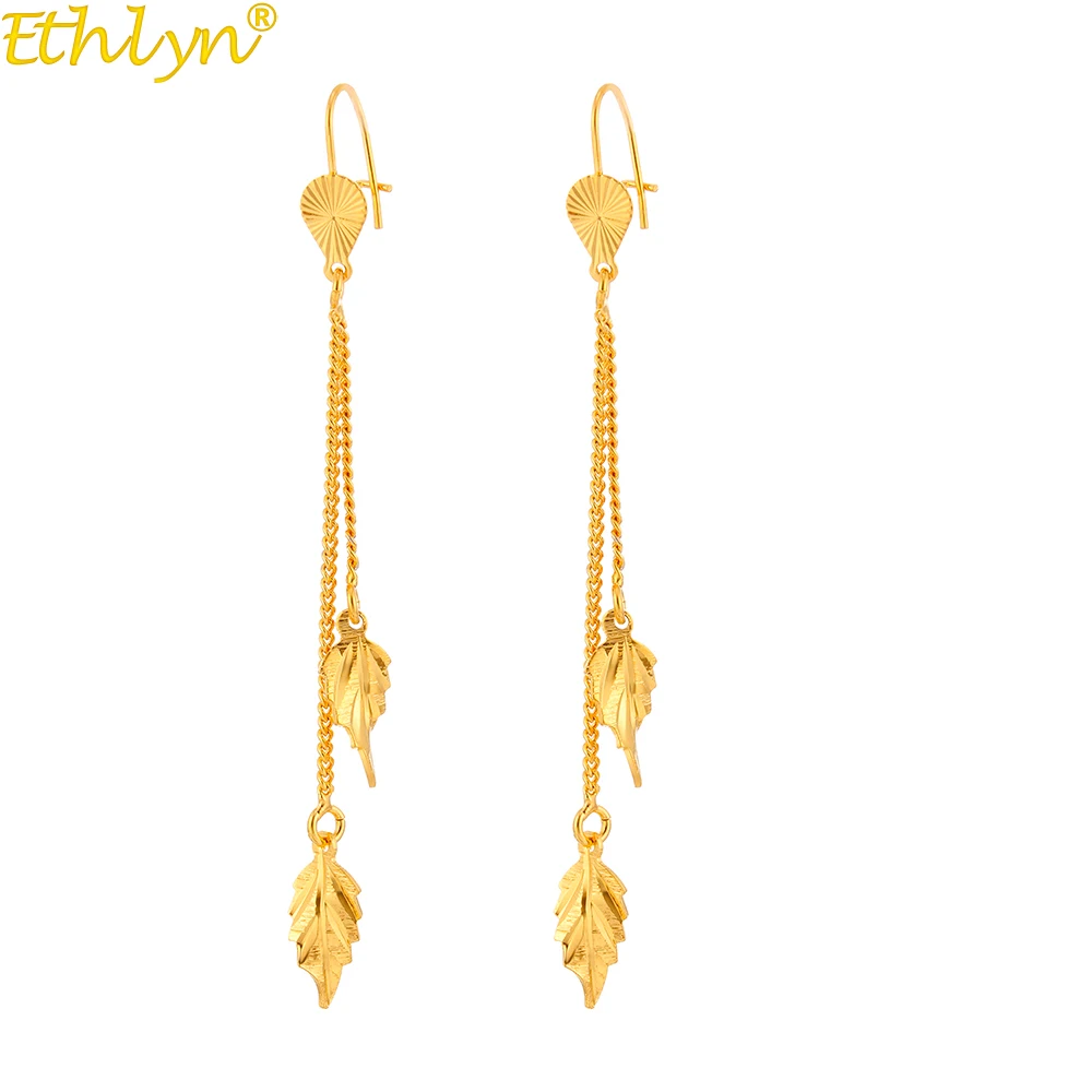 Ethlyn Jewelry Italina Fashion Cooper Yellow Gold Color Long Tassels Women Party Wedding Dangle Drop Earrings E78