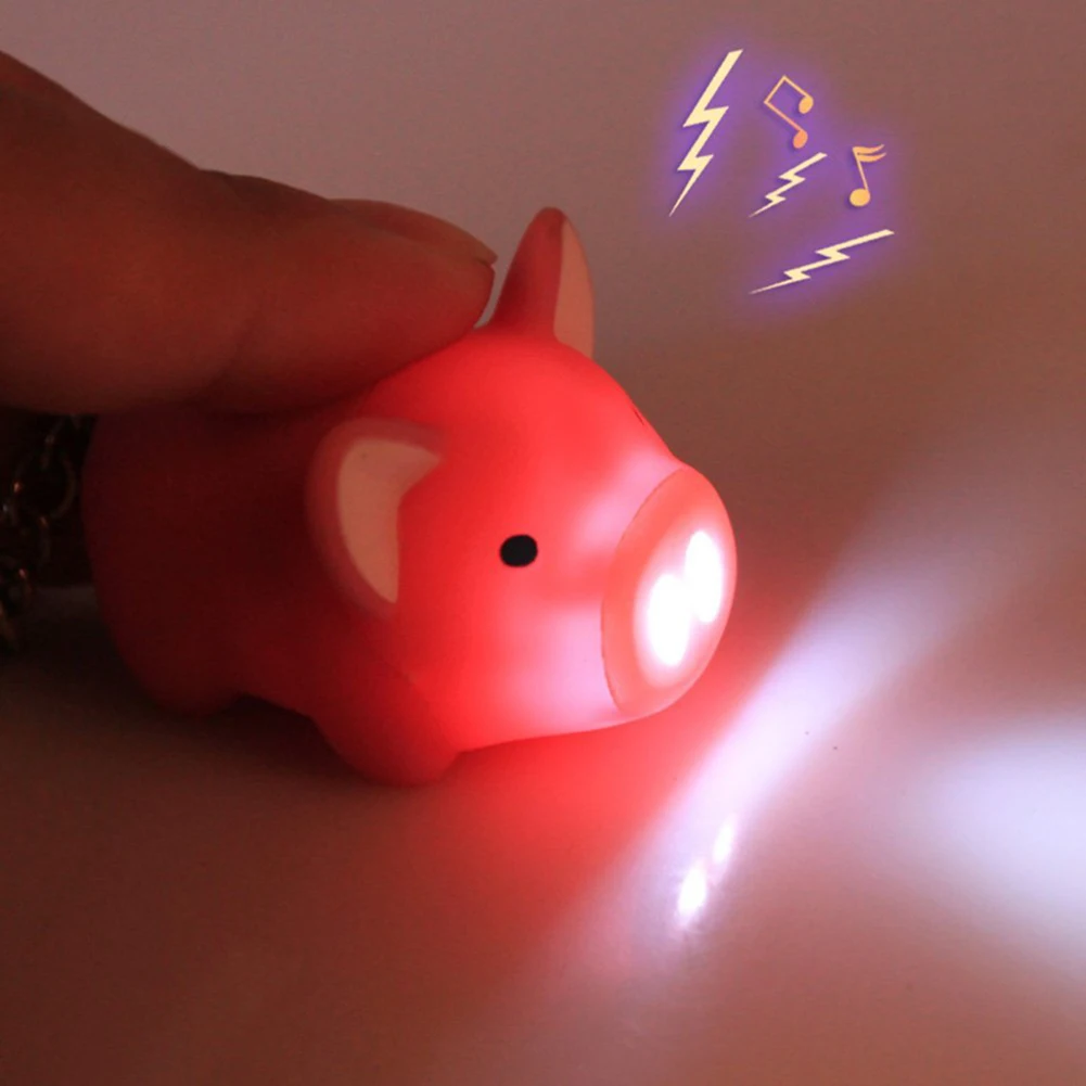 Cute Piggy Key Chain, LED Light Sound Key Chain, Keyring, Car Bag Pendant, Backpack Bag Car Keys Decoration Gift