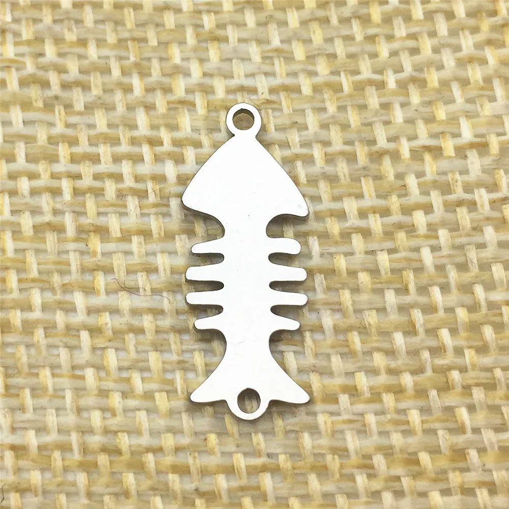 Stainless Steel Connectors 10pcs Necklace Fish Bone Charms Aniaml Pendant Bracelet Connector Diy Jewelry Make Finding