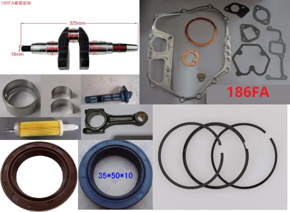 

Fast Shipping Diesel engine 186FA shaft gasket bearing filter suit for kipor kama and all Chinese brand Air Cooled