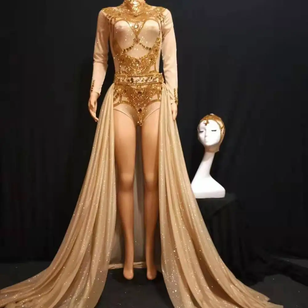 

2019 Sexy Trailing Jumpsuit with hats for stage performance show event theater dance