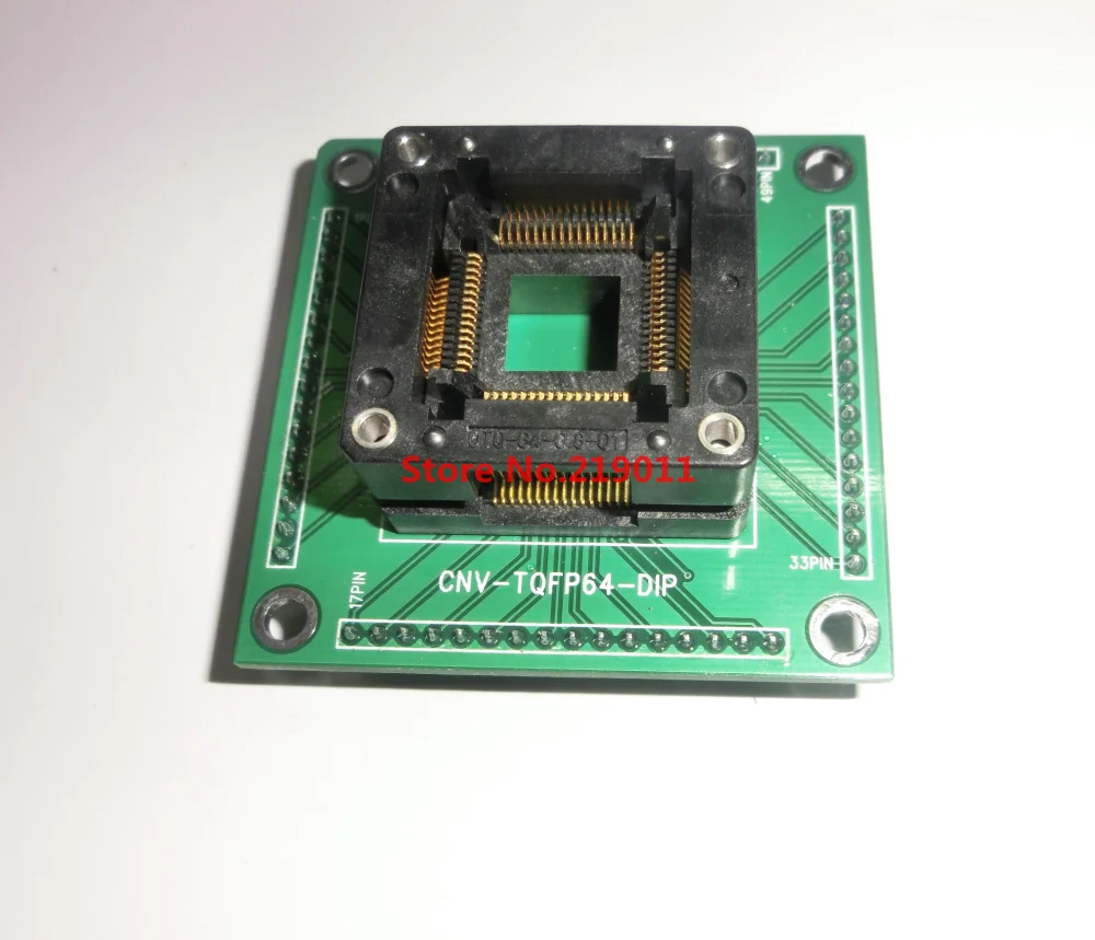 QFP64 TQFP64 LQFP64 with PCB Test Burn-In Socket Adapter Enplas OTQ-64-0.8-01