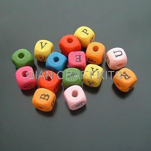 600 Mixed color alphabet better little Wood wooden beads for Necklace bracelet diy 10mm big beads