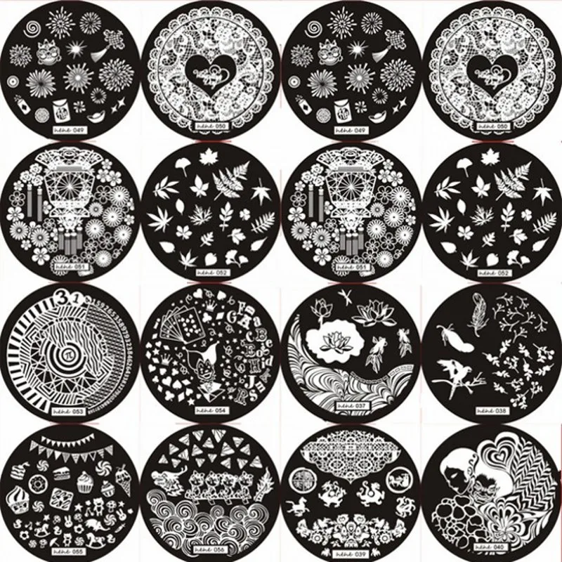 2024 New !108 Patterns Nail Stamping Plate Round Stainless Steel Nail Art Image Stamp Templates Plates For Nail Art Stamping