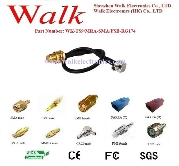 

SMA female TS9 male rg174 cable, TS9 SMA cable, TS9 cable adapter, 3g 4g lte antenna cable