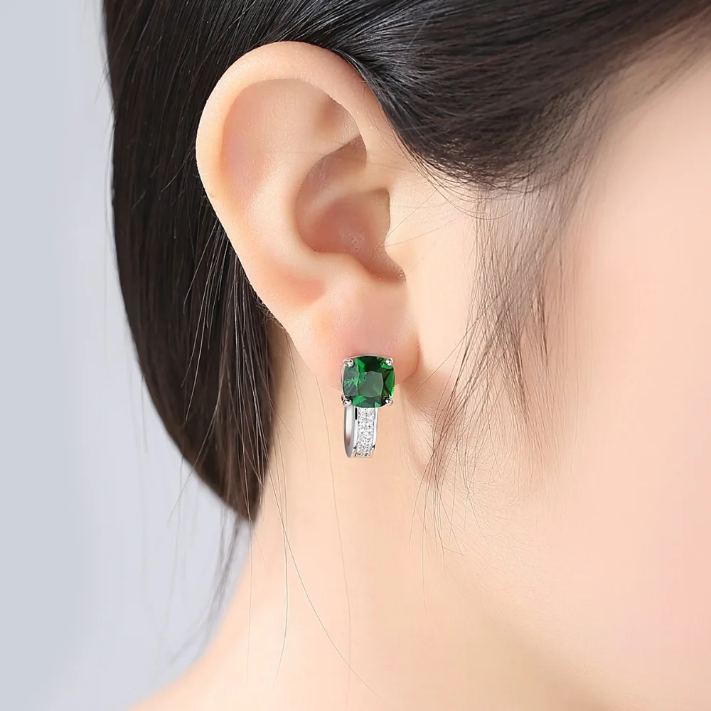 LUOTEEMI Pink Blue Green Clear Crystal Hoop Earring for Women Square Shape Girl Hoops Jewelry Gift Earrings 2022 New Trendy