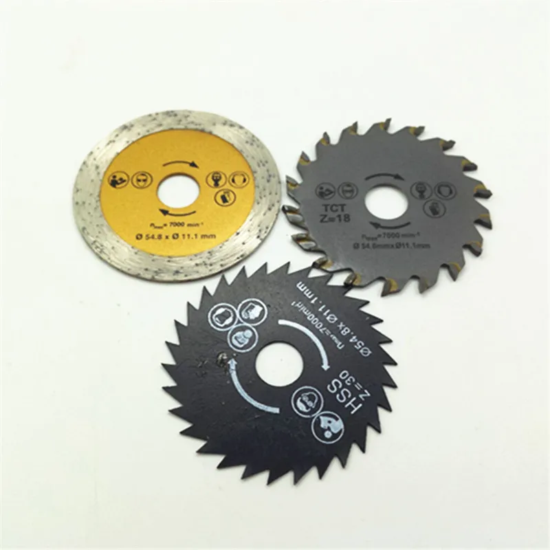 3pcs/pack Hot Sale! Circular Saw Blade 54.8mm HSS TCT Diamond Mini Saw Cutting Blades For wood,metal,granite