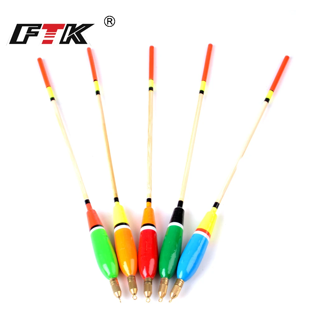 FTK 5PCS Copper Pendant Fishing Float Drift Tube Mix Color Fishing Buoy Barguzinsky Fir Fishing Accessories