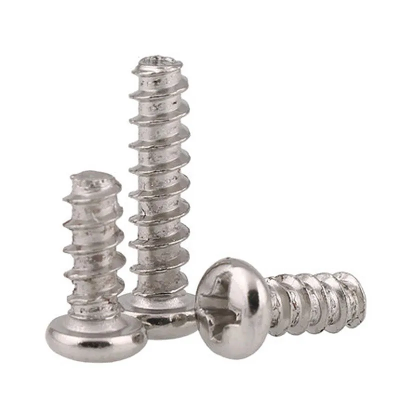 

50pcs M1.7 Phillips screw Round head Flat tail self tapping screws Cross Pan heads bolt Nickel plating 3mm-10mm Length