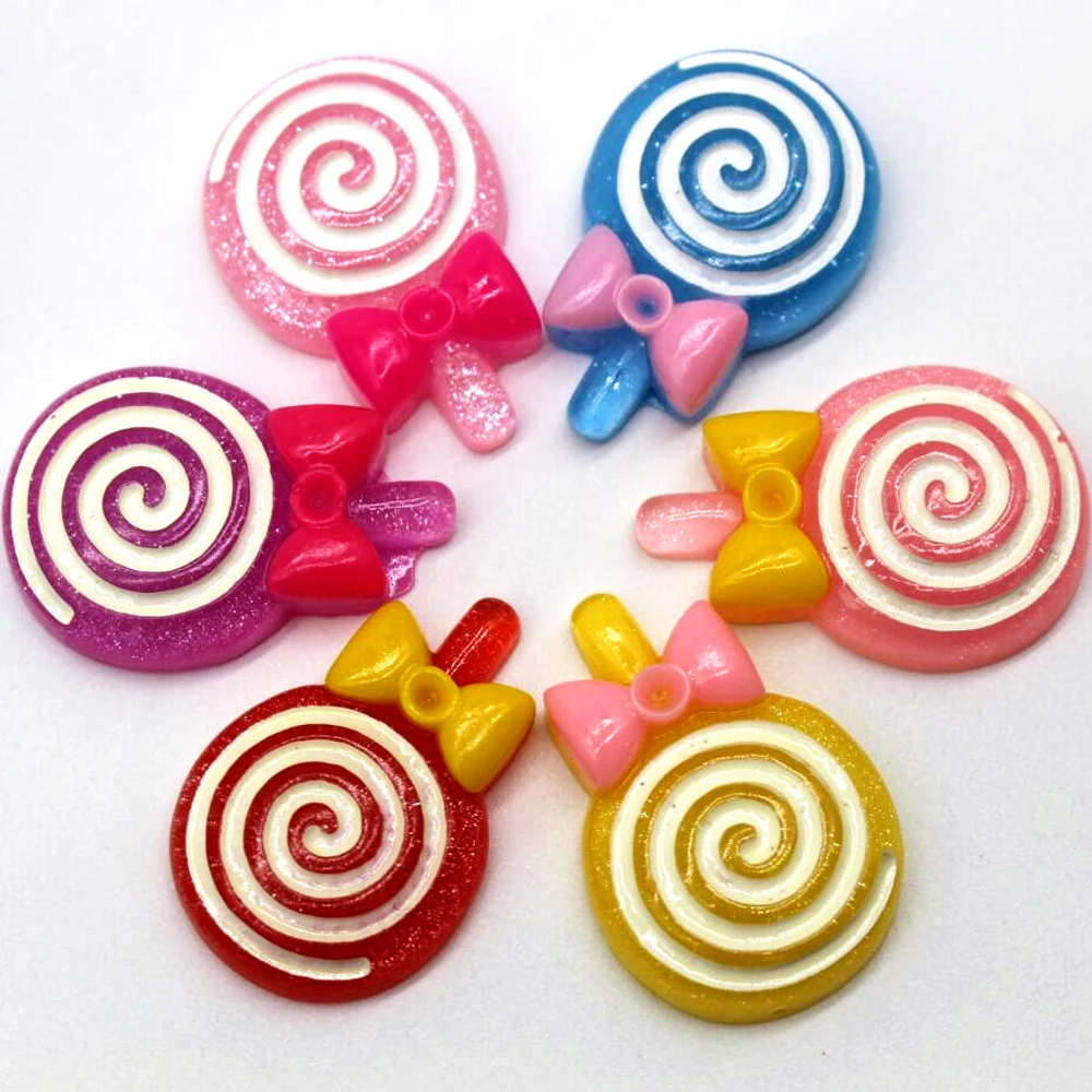 10 pcs 21*31mm Lollipop Resin  DIY Handmade Material Home Decor Accessories Colorful mix Cute Fashion