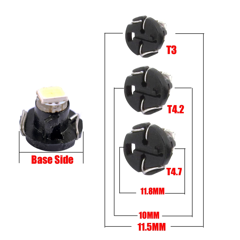 AutoEC 10X Car Instrument Light T3 T4.2 1210 3528 T4.7 5050 1 SMD LED DC12V Auto Dashboard dash Lamp Cluster Bulbs 6 Color #LA05