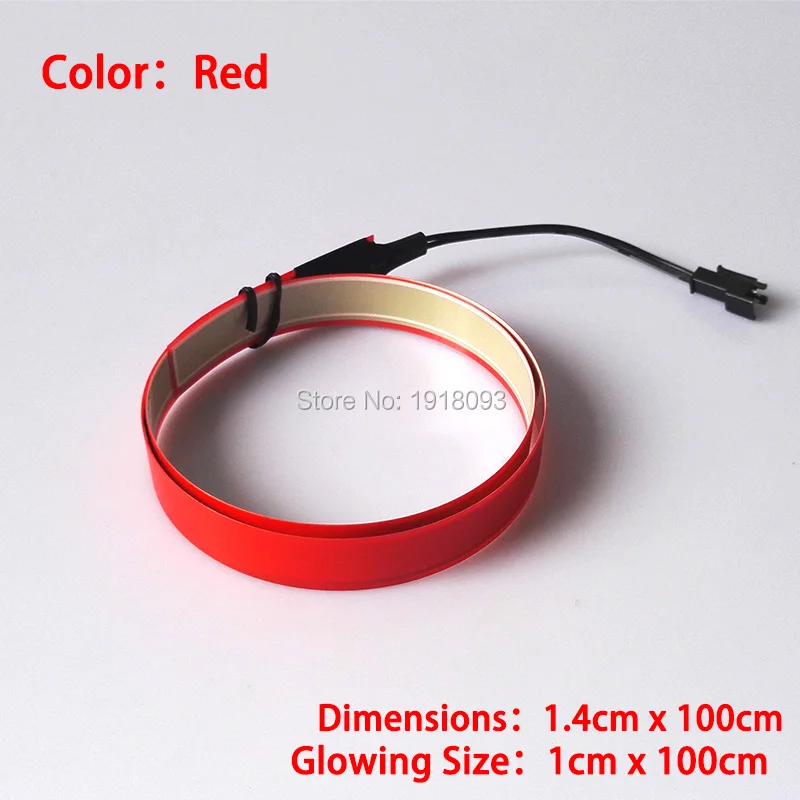 100X1.4cm 8 Colors Available EL tape EL Strip Lights with DC-12V Without Cigar Driver for Car Decoration