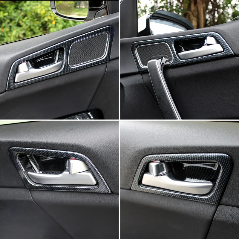 For KIA Sportage 4 2016 2017 2018 2019 2020 2021 Carbon Fiber Car Interior Door Handle Bowl Frame Cover Trim Sticker Accessories