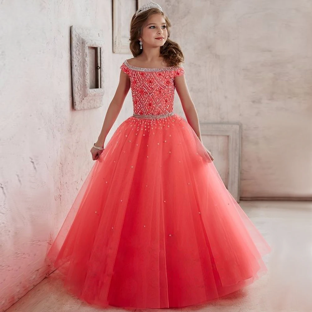 Flower Girl Wedding Party Little Bridesmaid Lace Long Dress Girl School Graduation Dinner Performance Dress vestidos de fiesta