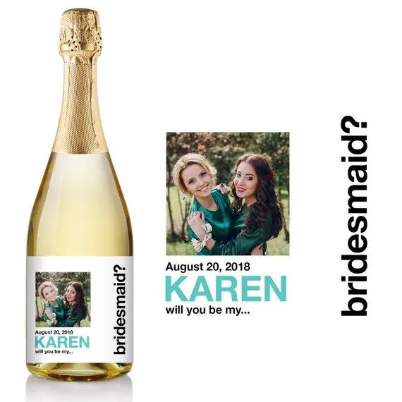 5pcs personalize Will You Be My Bridesmaid Champagne Label -Bridesmaid Proposal -Asking Bridesmaid Gift Ideas wine bottle lables