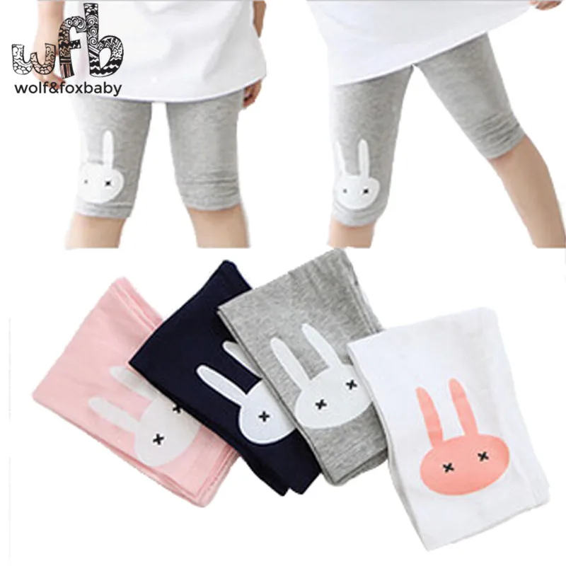 

Retail 3-10years 4 color rabbit footless girls knee length kid Five pants Cropped clothing kids leggings children's summer cool