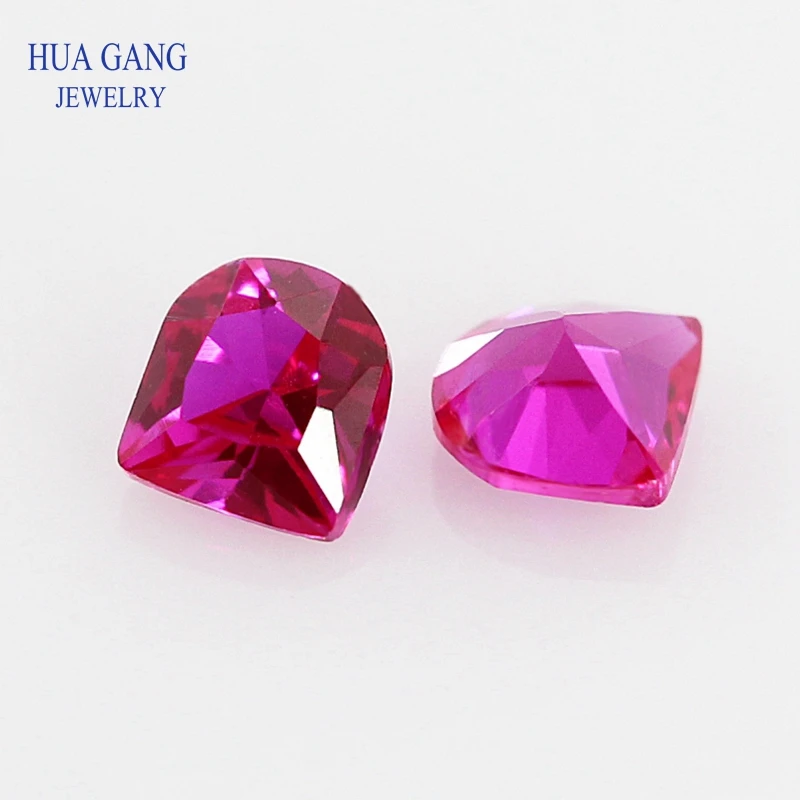 

5# Rose Red U-shaped Princess Cut Synthetic Corundum Gems stone For jewelry Size 3x3~5x5mm