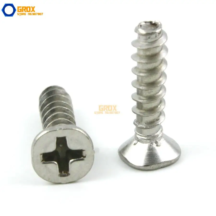 M4 Flat Head Flat End Phillips Self Tapping Screw 304 Stainless Steel (M4x8mm 10mm 12mm 16mm)