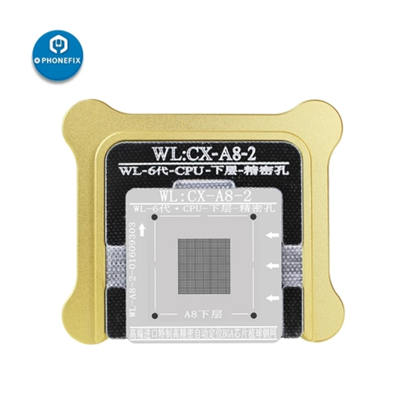 Plantillas de Reballing WL BGA de alta calidad para iPhone A8, A9, A10, A11, A12, A13, A14, A15, A16, CPU, herramienta de soldadura de posicionamiento IC con Base