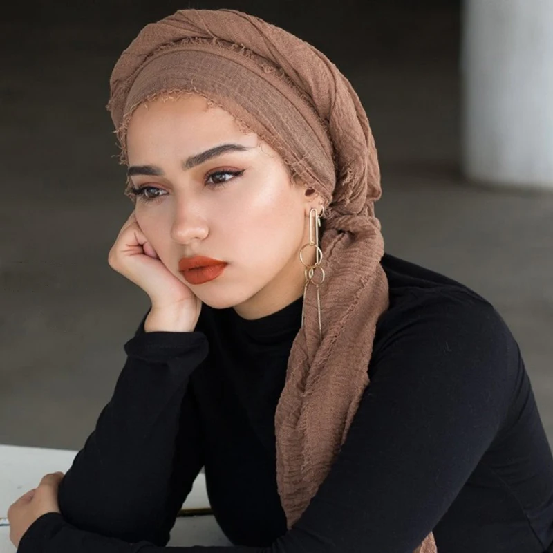 90*180cm women muslim crinkle hijab scarf femme musulman soft cotton headscarf islamic hijabs foulard shawls and wraps hoofddoek