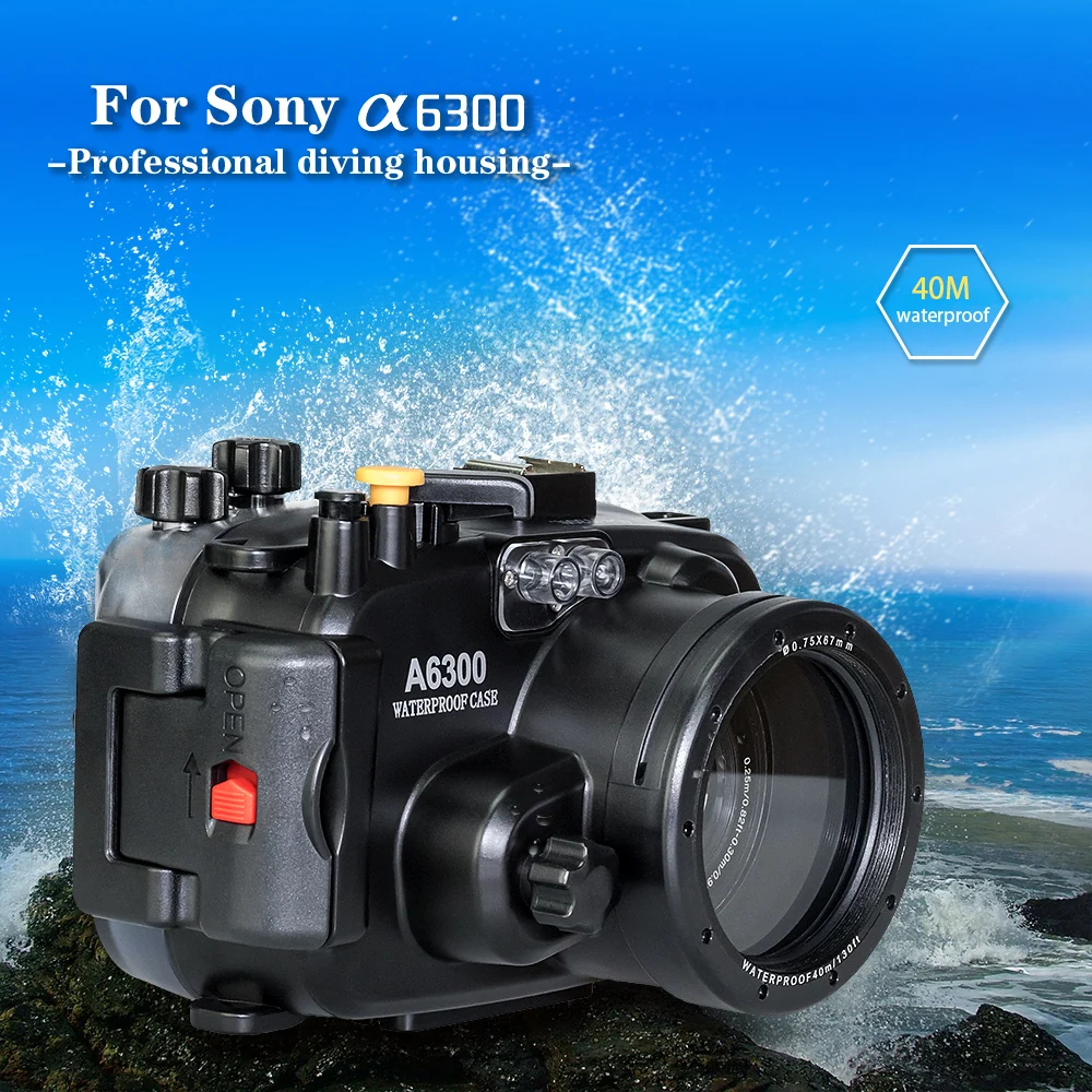 Seafrogs 130ft/40m Waterproof Box Underwater Housing Camera Diving Case for Sony A6300 With 16-50mm Lens Camera